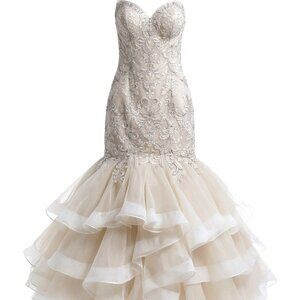 Maggie Sottero Wedding Dress Malina size 12 Ivory/Gold/Pewter